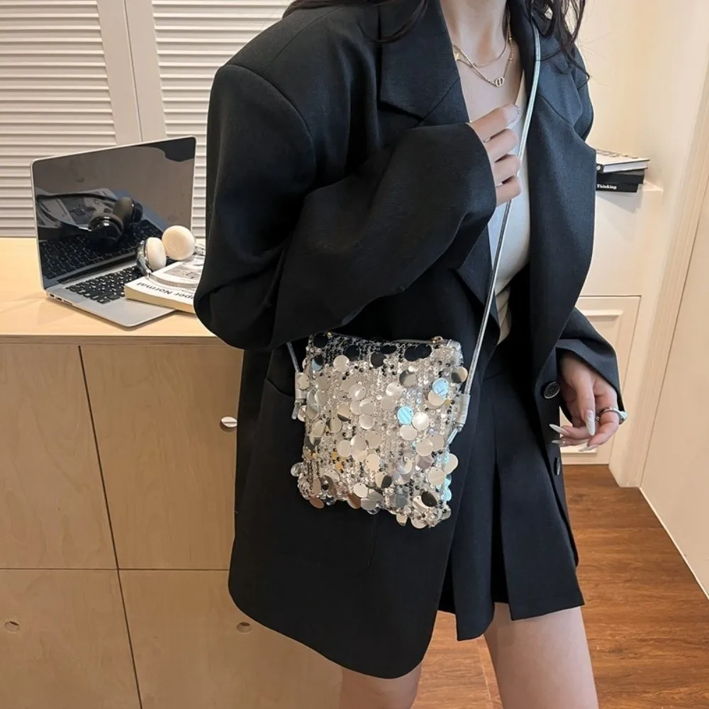 Fashion Sequin Mini Crossbody Bag Women Shiny Glitter Evening Bag Small Shoulder Purse For Party Wedding