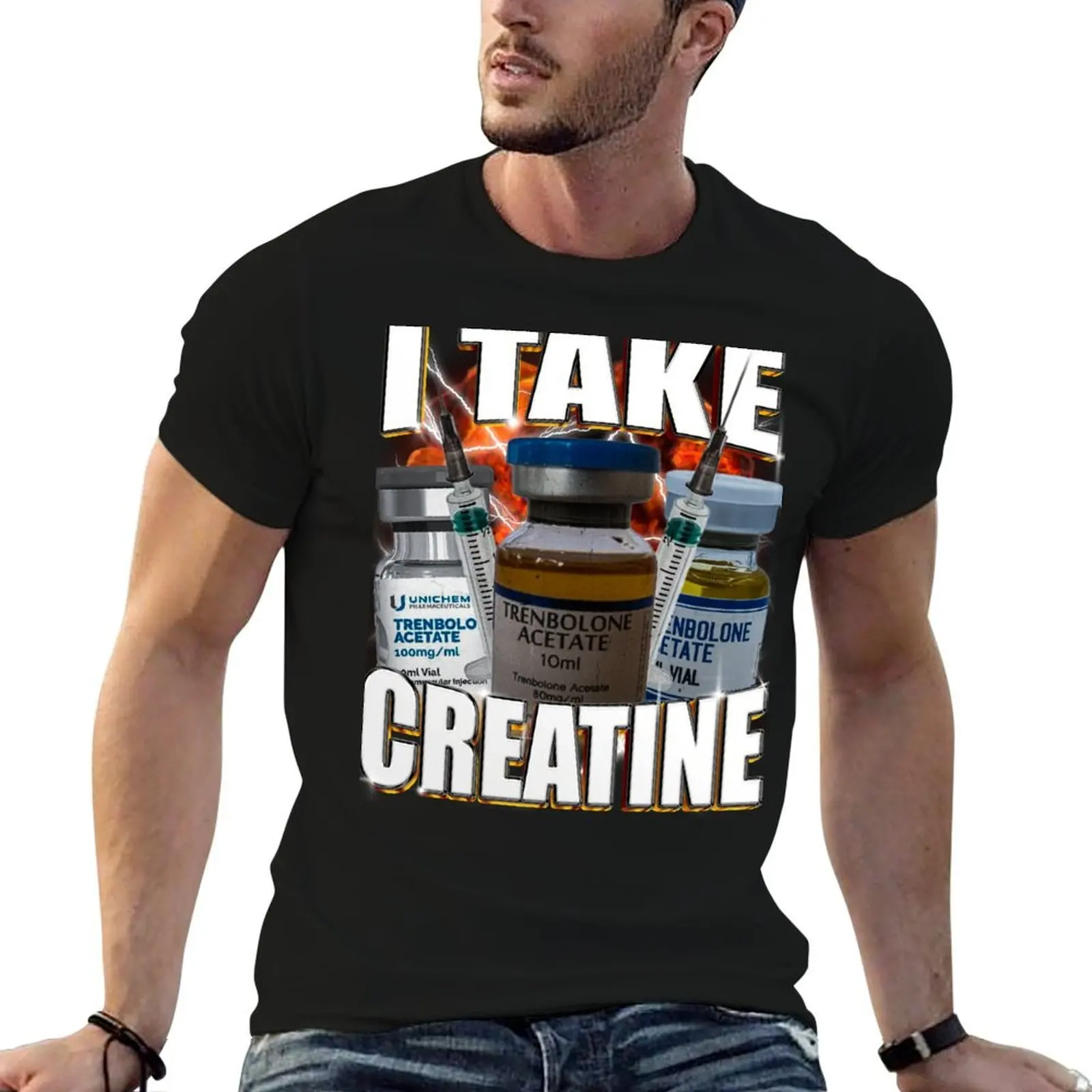 تي شيرت I Take Creatine تي شيرت للرجال تي شيرت جرافيك تي شيرت رجالي قطن عالي الجودة