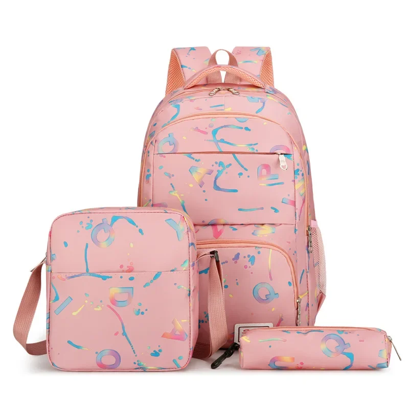 Fashion Cloth Students School Bag Large Capacity Casual Childrens Backpack Multifunctional Multilayer Solid Color Kids Backpack