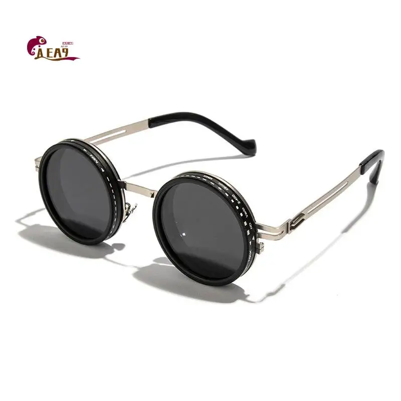 AEA9-ND2-400 9 Level Adjustable Dimming Polarized Sunglasses Fishing Punk Round Glasses Driving Eyeglasses ND Filter