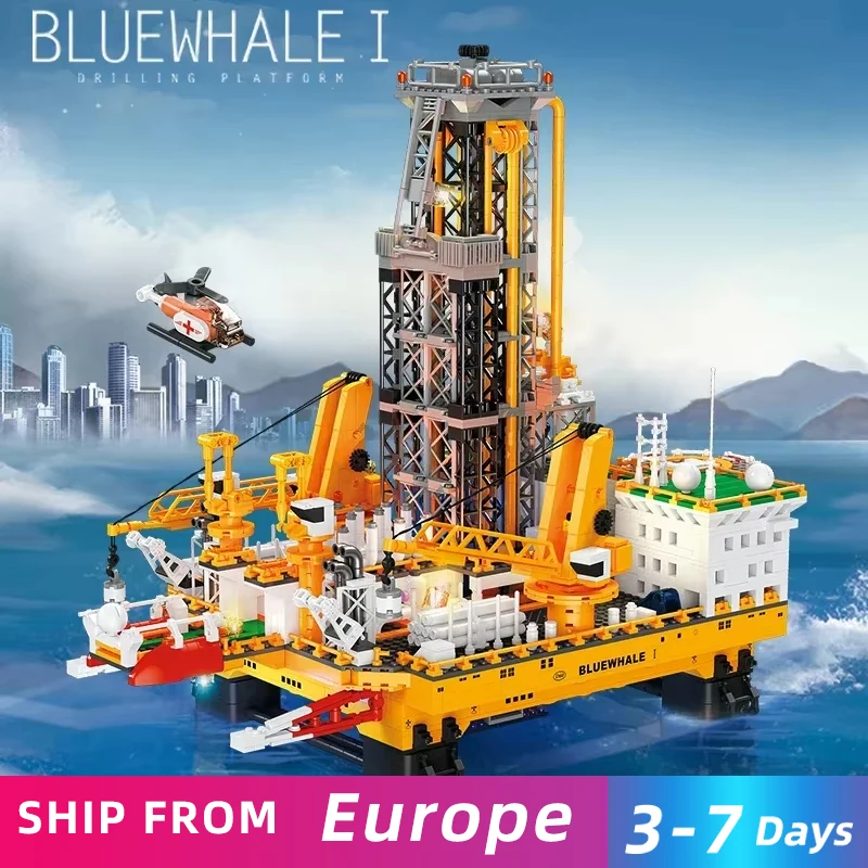 3271PCS Pozzi d'olio in costa Blocchi di costruzione Piattaforma di perforazione Modello Mattoni leggeri Decorazione del desktop Giocattoli per bambini Regali di festa
