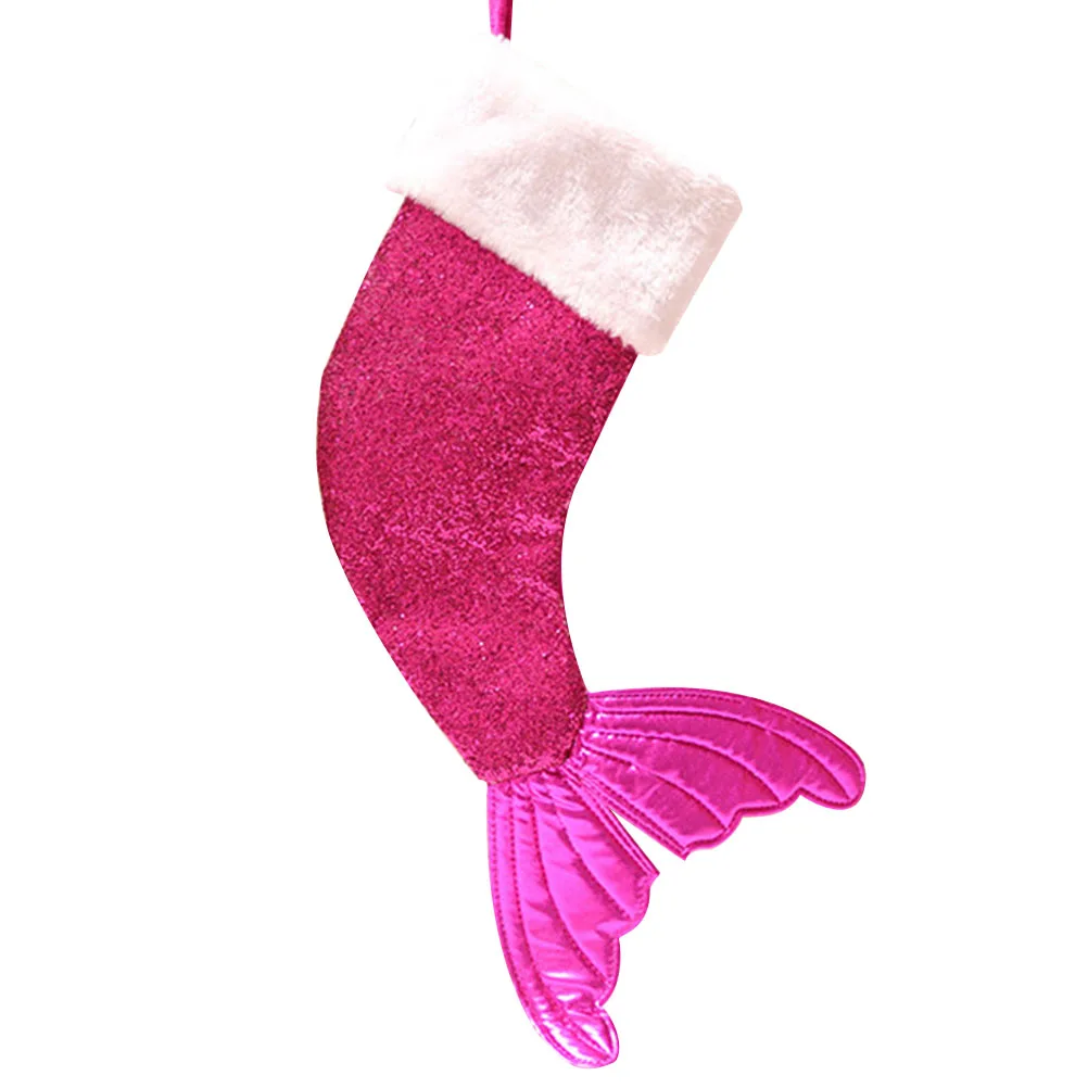 

Christmas Stockings Bag Rosy Mermaid Tail Stockings Bag Pretty Christmas Stockings Gift Pouch Gift Bag for Girls Party