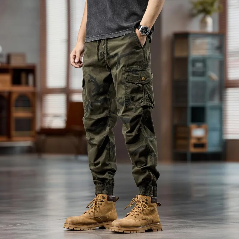 

Высококачественные камуфляжные рабочие брюки для мужчин, весенне-летние свободные повседневные уличные брюки с множеством карманов, городская мода