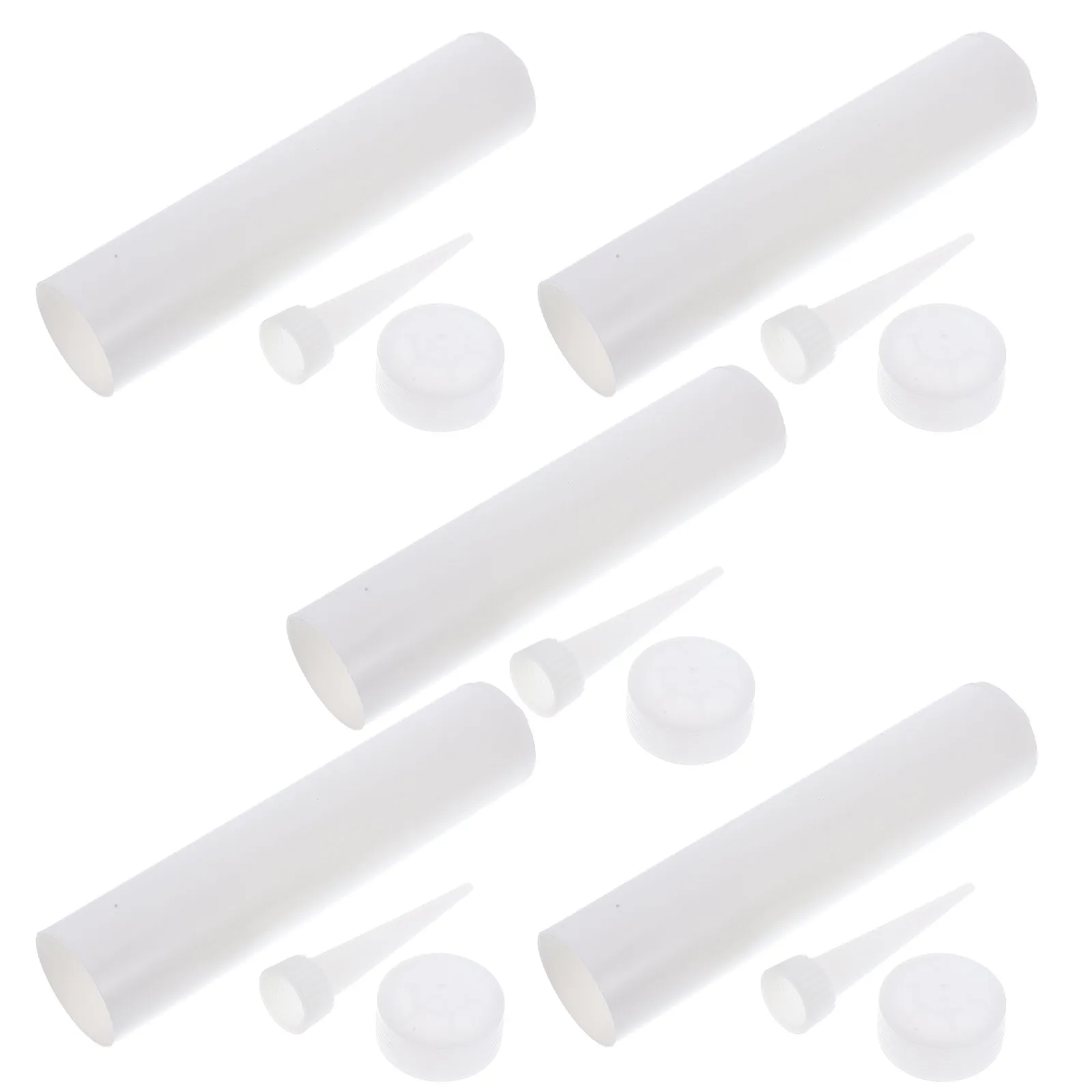 

5pcs Empty Caulk Tubes Large Diameter 300ml Refillable Reusable Plastic Hose Sealant Agent Grout Applicator Tool Home Repair