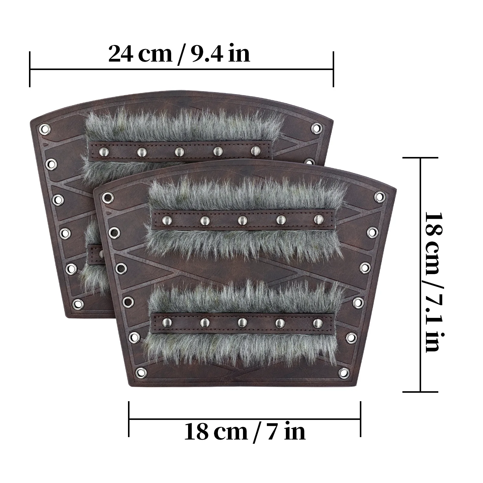 Middeleeuwse dubbellaagse bontleren pantserarmwarmers Viking Knight Gauntlet polsbandje Rivet Bracer Cosplay accessoires