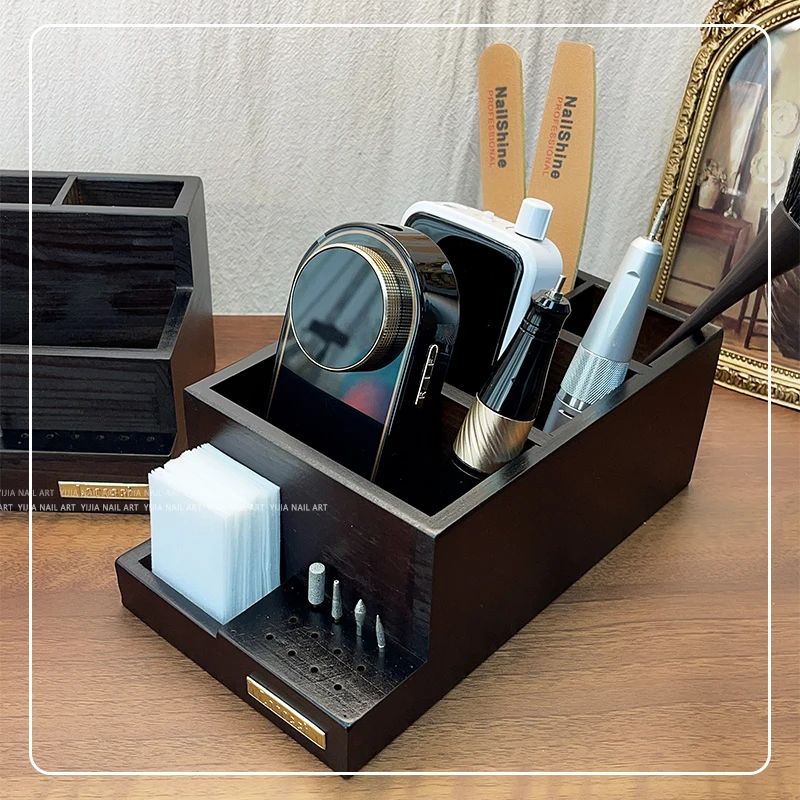 ไม้เล็บเจาะเครื่อง Bits ผู้ถือเล็บเจล Polish Remover ทําความสะอาดผ้าฝ้ายจัดเก็บเล็บเครื่องมือคอนเทนเนอร์