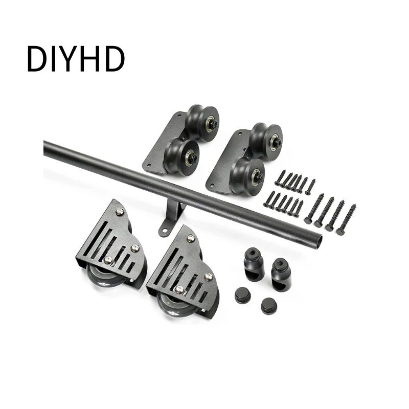 Imagem -02 - Deslizante Biblioteca Hardware Kit sem Escada Preto Rústico Round Tube Rolling Ladder Track Rolo de Piso com Freio Interior 12ft366cm