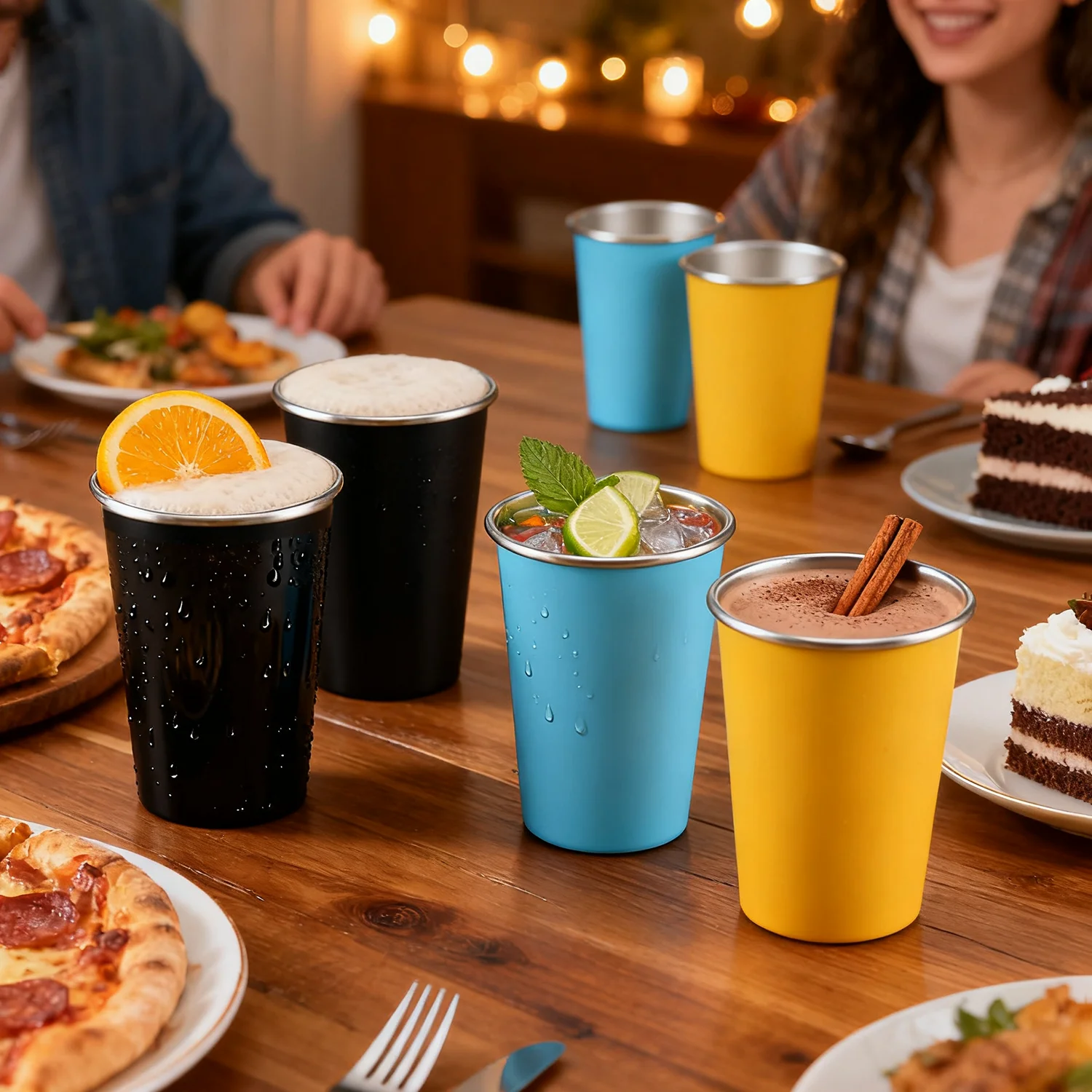 

Чашки из нержавеющей стали 304, 16 унций, 500 мл, 6 упаковок, стакан для пинтов, штабелируемые металлические стаканы для питья для путешествий, кемпинга, на открытом воздухе