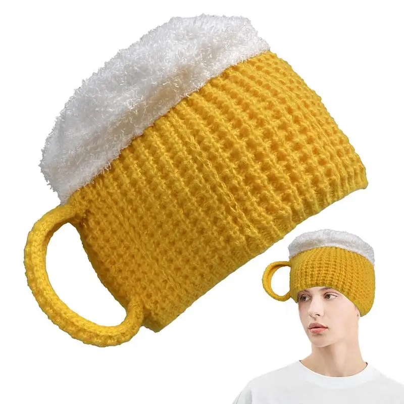 Unisex Beer Cup Hats Fun Gift Warm Pullover Cap Ear Warmers Versatile Hairline Cap Valentine's Gift