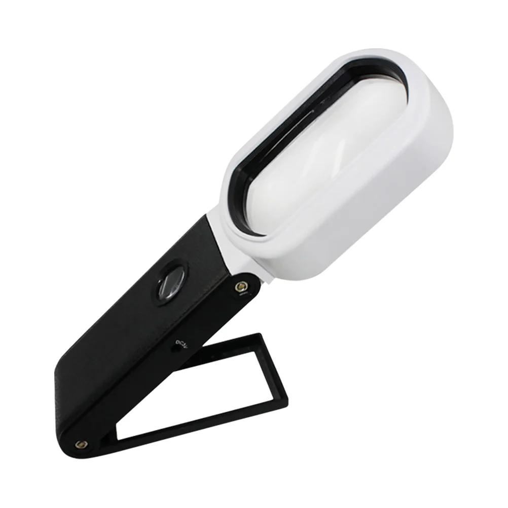 1 conjunto de lupa portátil dobrável lupa led luz alta definição portátil leitura lupa para circuito jóias