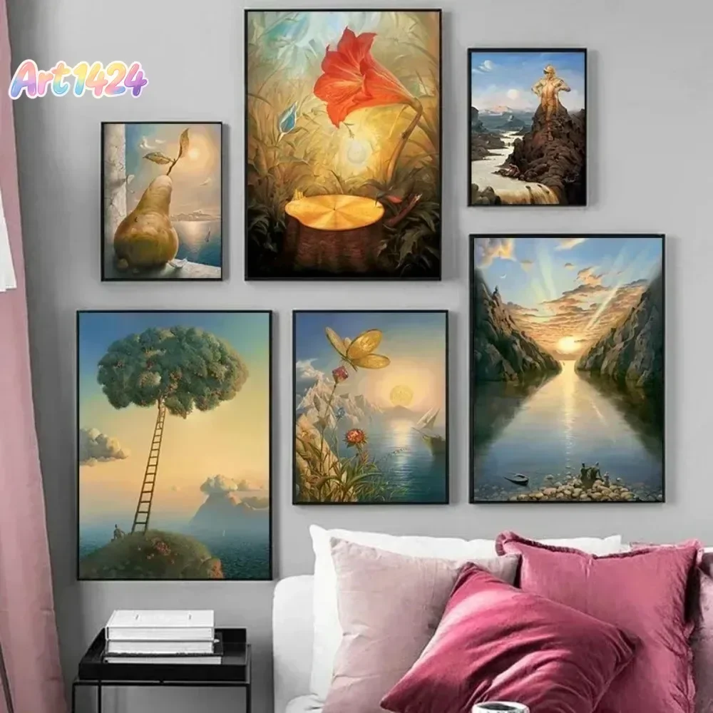 Surrealism Poster Abstract Landscape Canvas Painting and Print Home Wall Art Pictures Decoration
