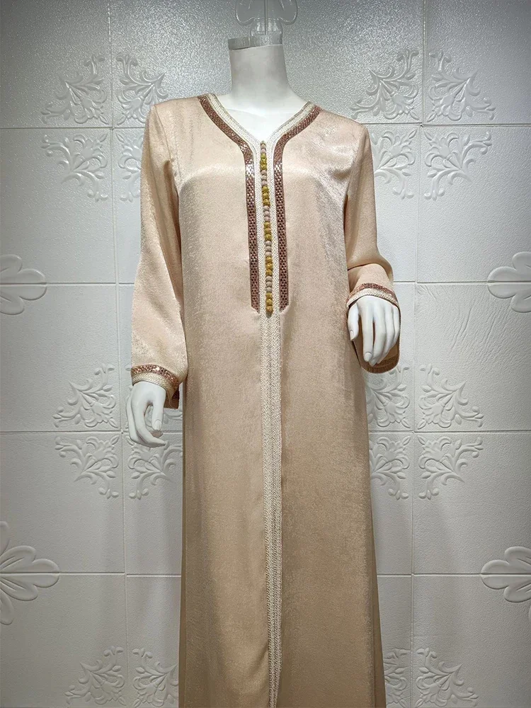 Fashion Women Jalabiya Kaftan Long Arabic Dress Moroccan Braids Muslim Abaya Party Evening Ramadan Islam Caftan Dubai Saudi Robe