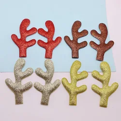 Glitter Deer Antler Ear Padded Applique, Children's Headband Accessories, Shoes, Hats Decoration, Double Side, 32Pcs