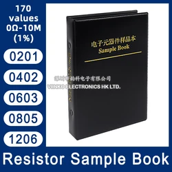 4250PCS 8500PCS 8850PCS 0201 0402 0603 0805 1206 1% SMD Chip Resistor Sample Book Resistance Assorted Kit 10K 100K 1K 100R 220R