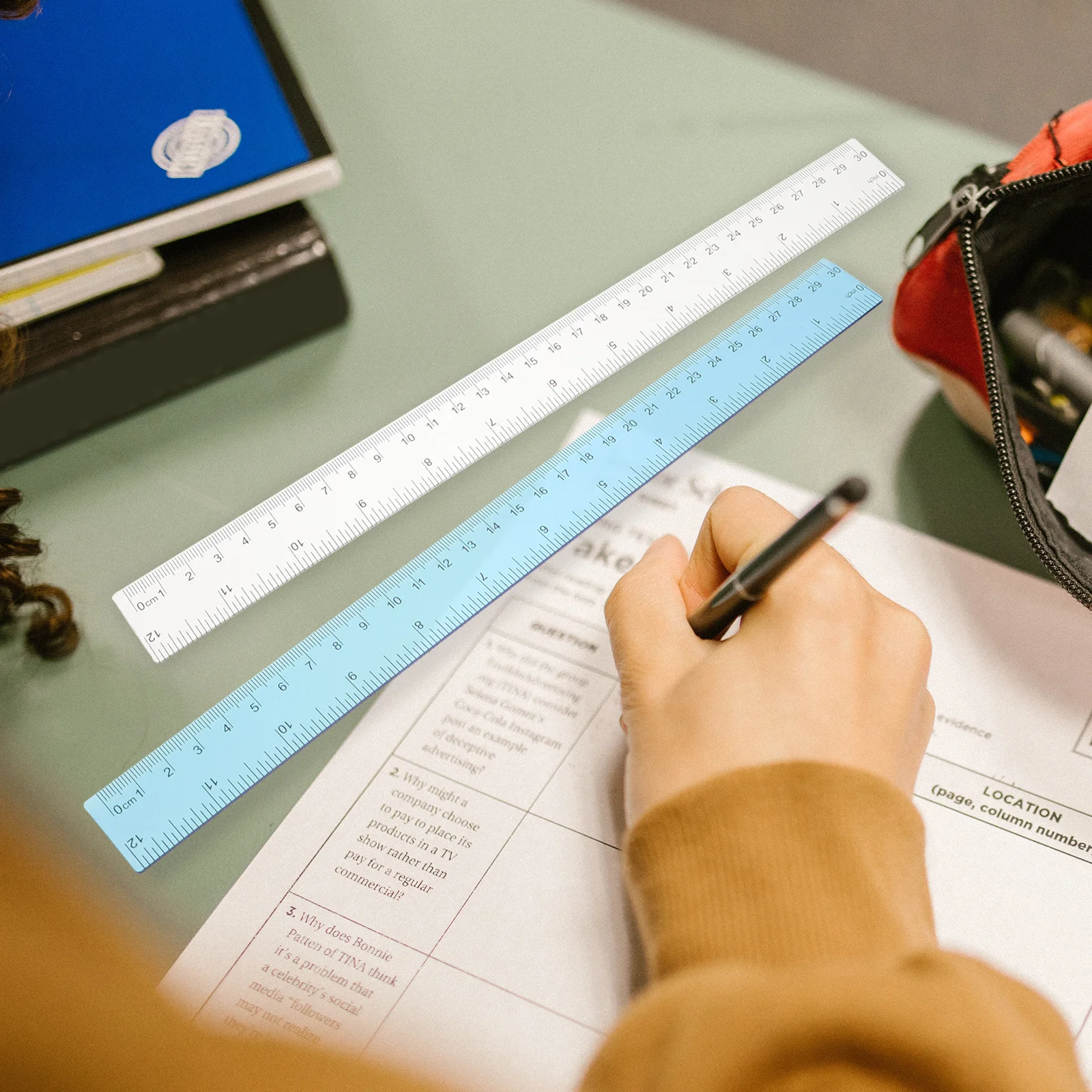 12 قطعة من مساطر ملونة مساطر قياس بلاستيكية قابلة لإعادة الاستخدام للطلاب والمكتبات ملحقات الطلاب #5