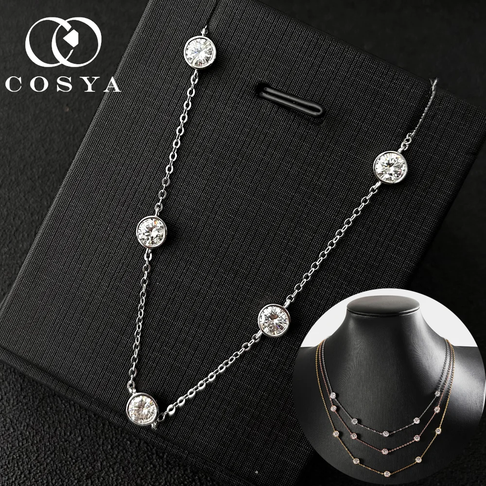 

COSYA 5mm 2.5cttw Moissanite Bubble Necklace For Women S925 Silver 18K Gold D Color Lab Diamond Neck Chain Party Fine Jewelry
