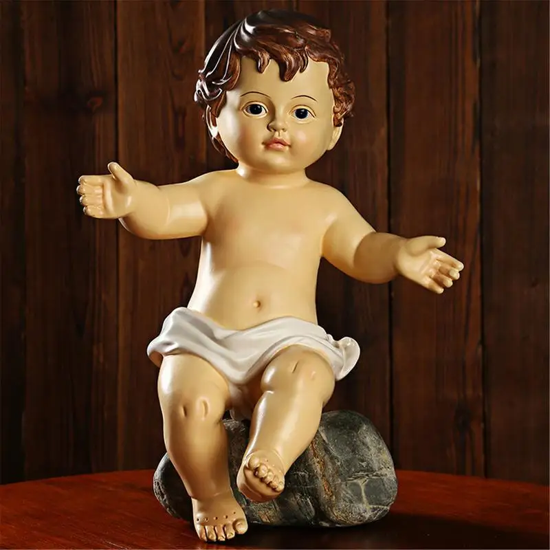 Baby Jesus Doll Statue Infant Advent Ornament Religious Jesus Figurine Home Church Christmas Craft Decoration Gift