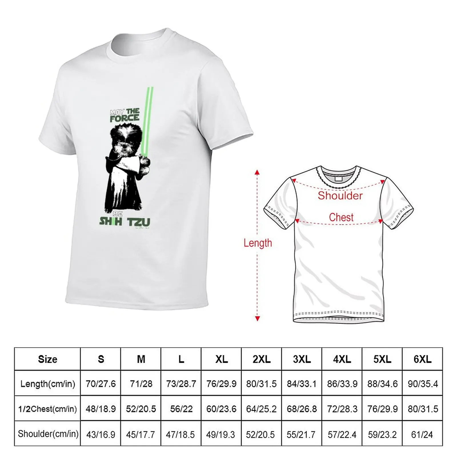 May The Force Be Shih Tzu T-shirt anime clothes oversized cute clothes t shirts for men