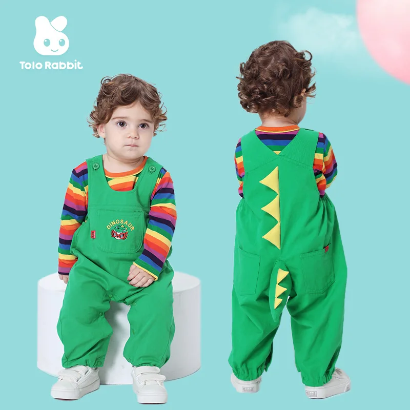 

Kawaii Dinosaur Baby Rompers Girls Boys Bodysuit Overall T-shirt Suit Infant Long Sleeve Two Piece Sets Cartoon Casual Clothes