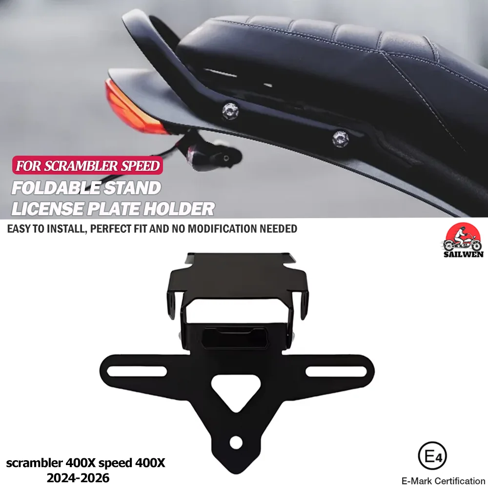

License Plate Holder For For Scrambler 400X Speed 400 2024 2025 2026 Motorcycle Tail Tidy Fender Eliminator LED Light