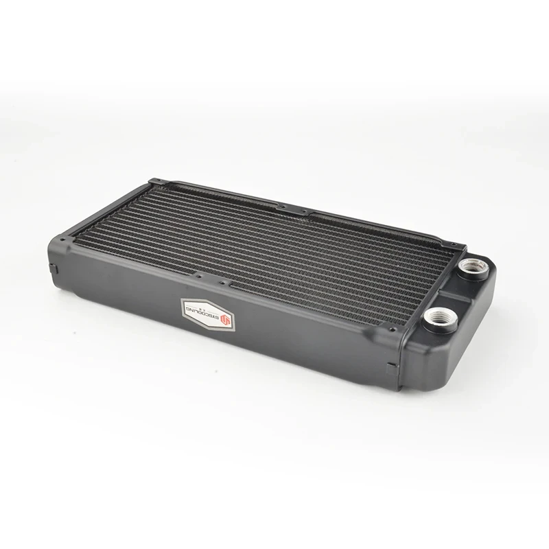 Syscooling AS240 240mm Copper Water Cooling Radiator - 36mm Thick for PC Liquid Cooling Systems - G1/4 Ports, Fits 120mm Fans