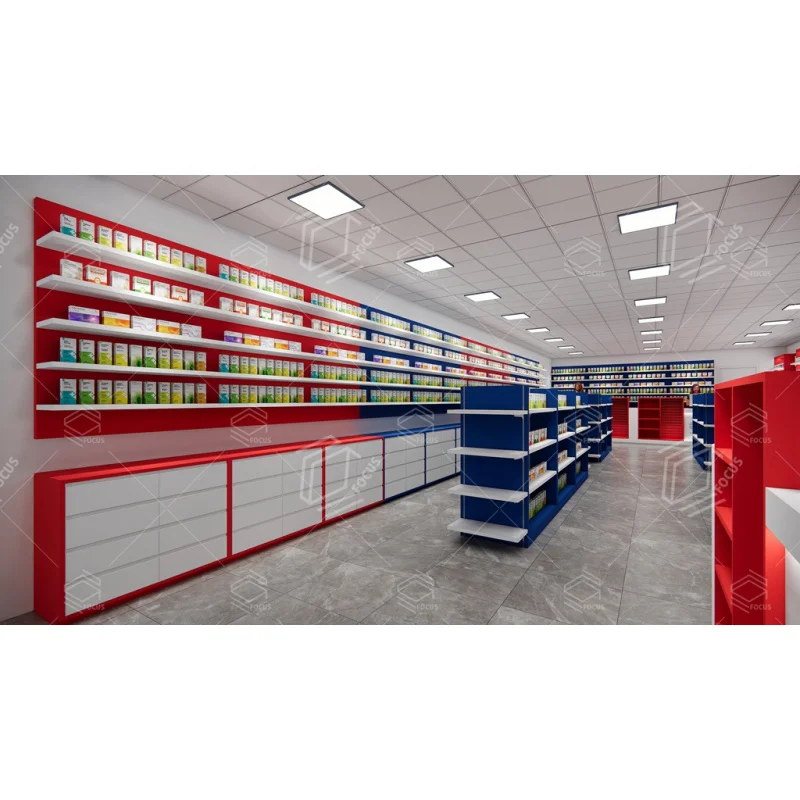 Op maat gemaakte apotheekplanken Retail Modern design Apotheekmeubilair Medische winkel Interieur displayontwerp