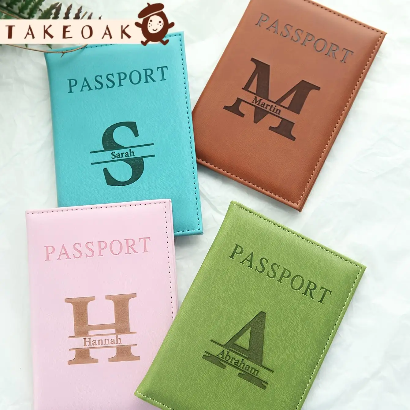 

Personalized Laser Engraved Monogram Initial & Name Leather Passport Wallet PASSPORT Emboss Print Travel Passport Holder
