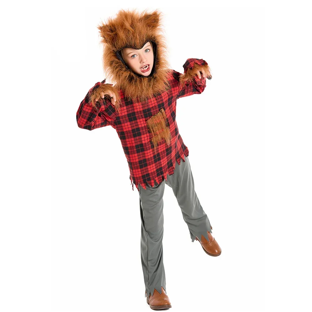 Uniforme de Cosplay Animal loup-garou pour enfants, filles et garçons, petit équitation rouge, grand loup gris, Costume de fête de carnaval d'halloween pour enfants