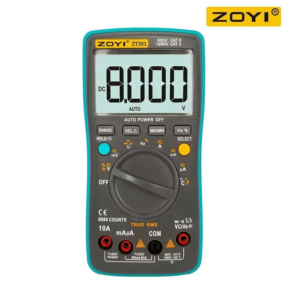 Digital Multimeter ZT 301/302/303 True RMS Auto Range Ammeter Voltmeter Smart Capacitor Temperature NCV Ohm Hz Tester