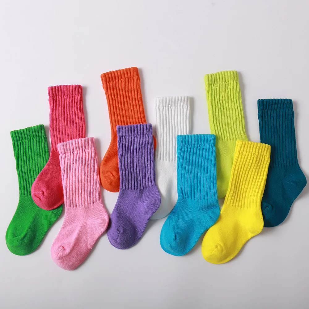 Kinder Sommer weiße lange Socken für Mädchen Jungen Kleinkind Baby Kleinkind Kind Baumwolle lustige Kawaii bunte süße Slouch kniehohe Socken