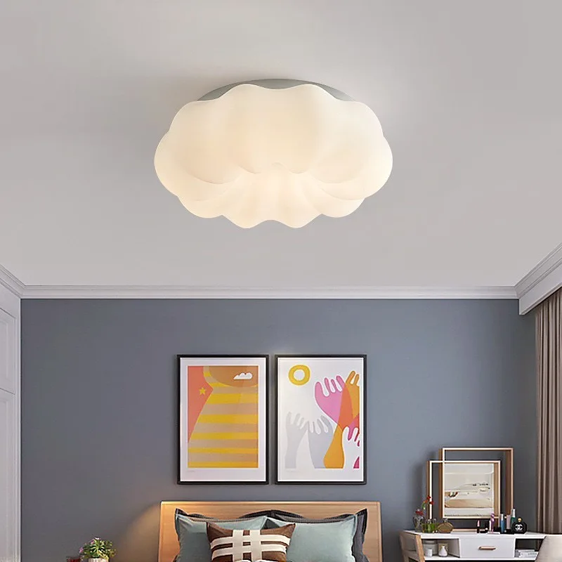 

Nordic LED Eye Protection Indoor Ceiling Lamp Pendant Light for Bedroom Dining Room Decoration Pumpkin Cloud Looking Chandelier