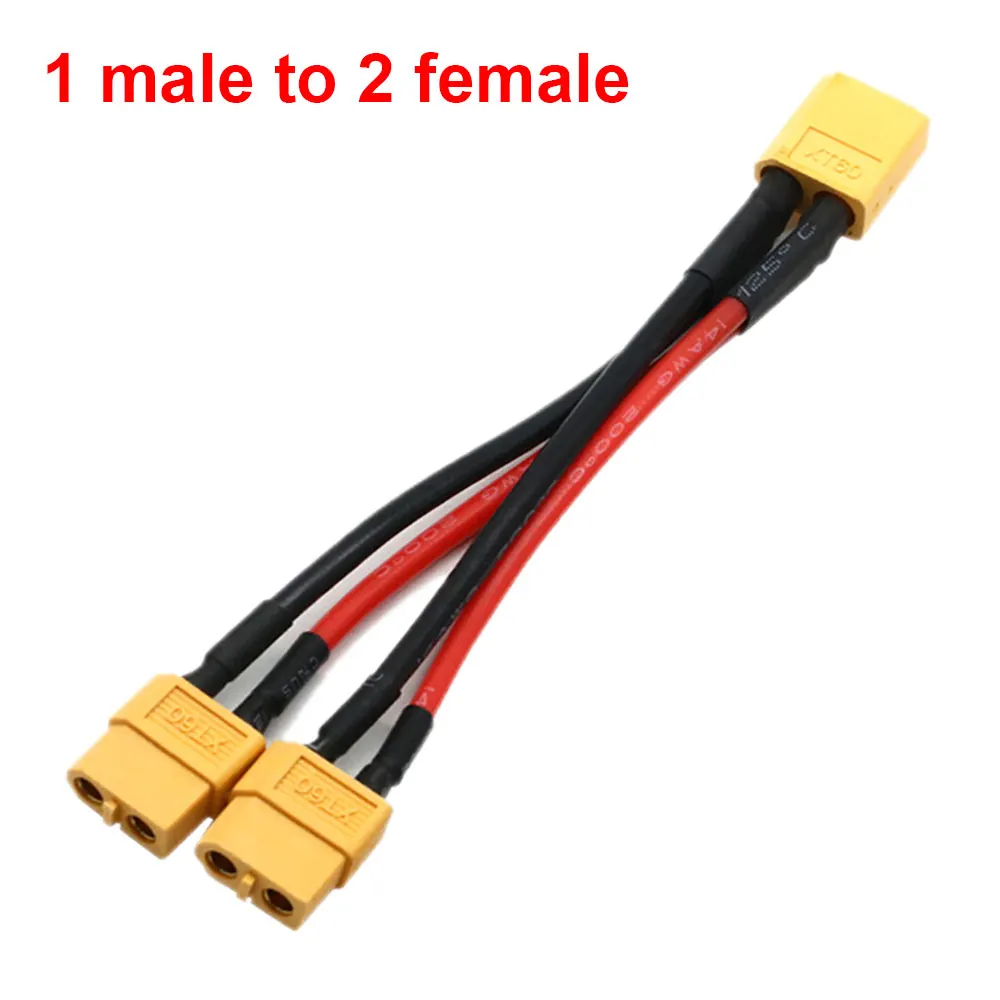 YIXISI 2 Pièces XT60 Câble de Connecteur de Batterie Parallèle, XT60 Câble Adaptateur de Câble Parallèle 1 Mâles à 2 Femelle 16AWG, XT60 Câble Double
