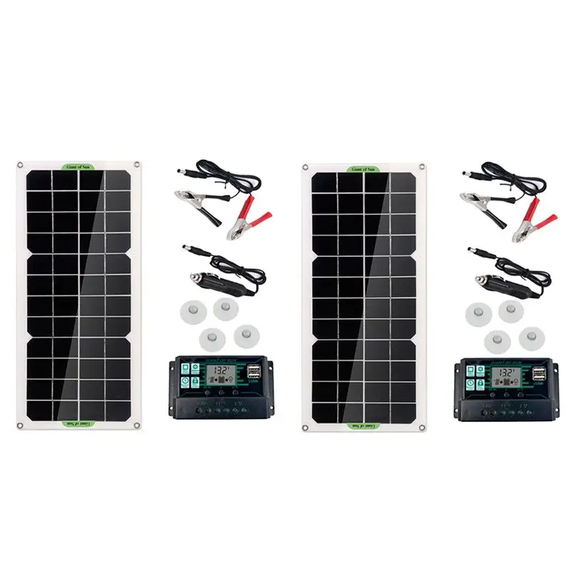 DT17 2X 30W Solar Panel Car Van Boat Caravan for Camper Trickle Portable 12V Battery with 100A Controller
