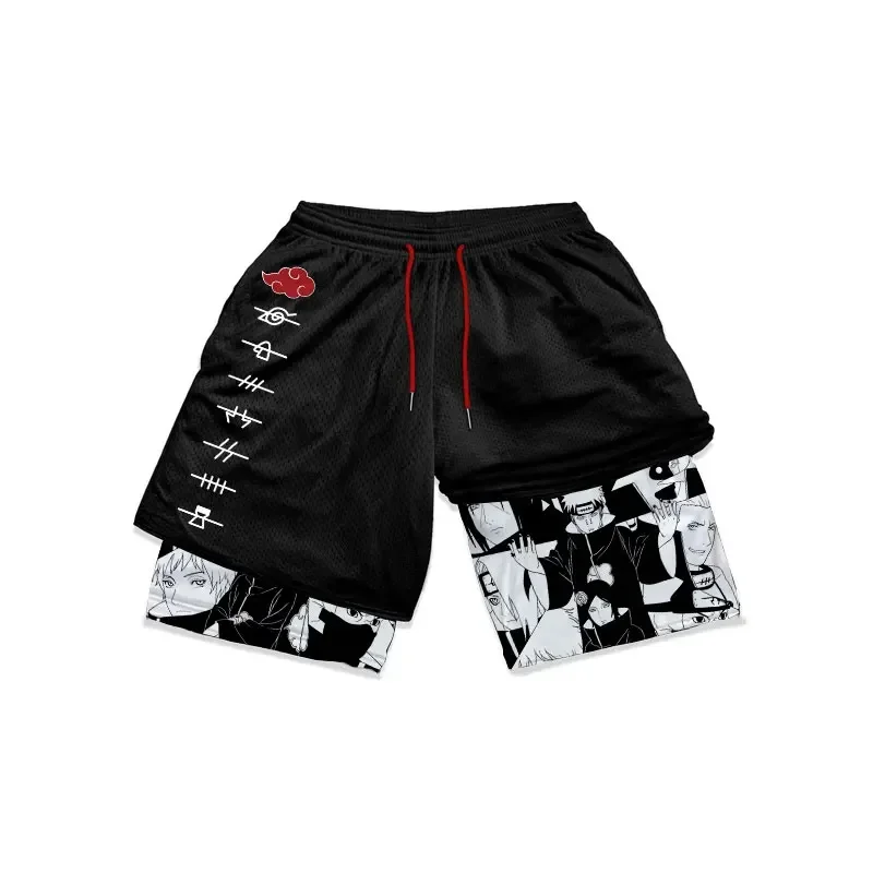 Naruto Anime Shorts Men Gym Short Pants Itachi Pain Manga Kawaii Summer Workout Fitness Running Performance Sports Shorts Gifts