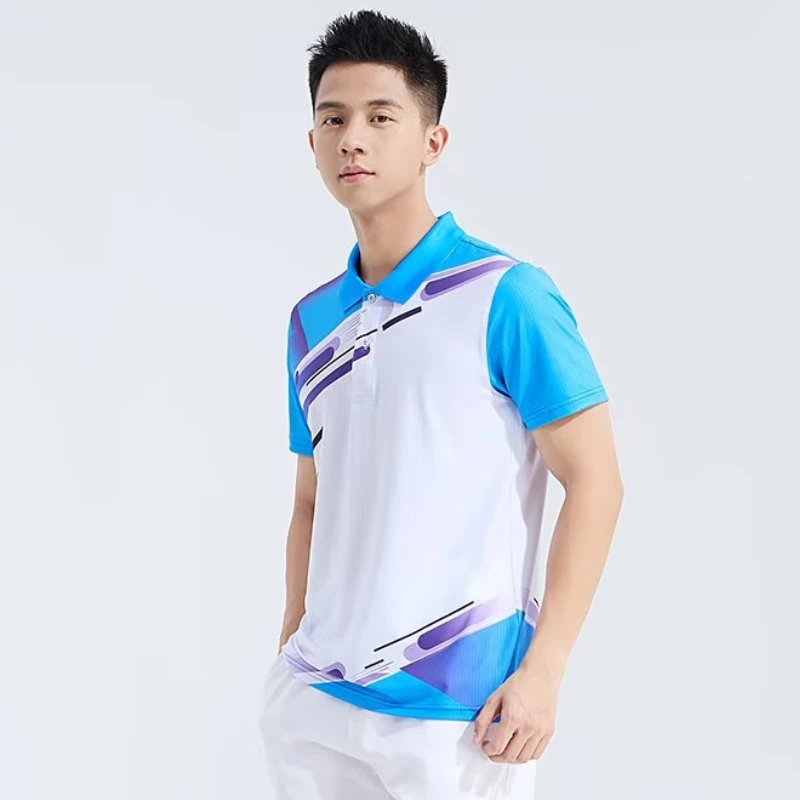 

Мужская рубашка-поло для бадминтона, мужская теннисная футболка-поло, мужская футболка-поло с коротким рукавом для гольфа, корейская спортивная одежда, модная летняя тренировочная футболка