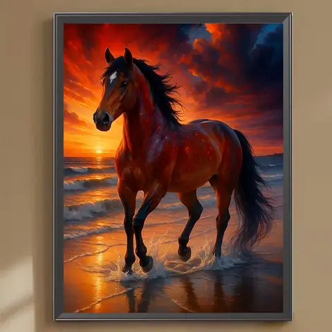 500/1000/1200/2000PCS Puzzles for Adults Handsome Horse Under The Sunset,Jigsaw Puzzles Brain Challenge Game Gift Home Decor