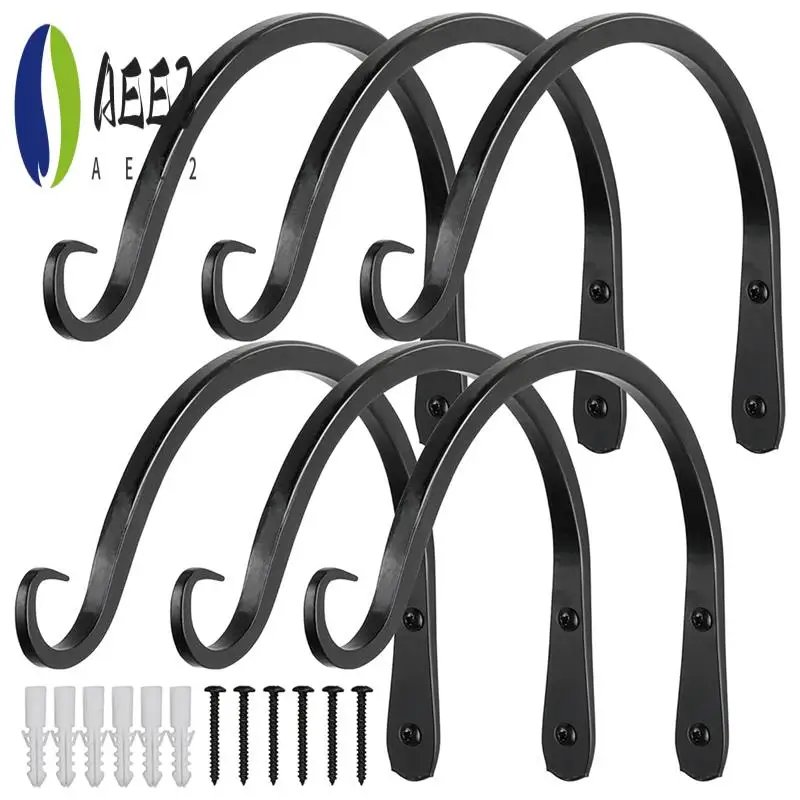 

AEE2-Black Curved Plant Hanging Hooks For Bird Feeders, Flower Baskets, Indoor & Outdoor Use