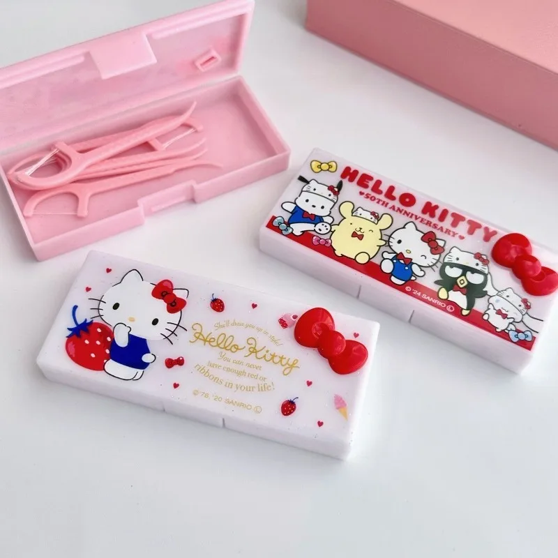 

Hello Kitty Storage Box Cotton Swabs Dental Floss Portable New Style High value Anime Mini Storage Box Accessories Wholesale