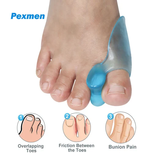 Pexmen-Protector de juanetes de Gel, almohadillas suaves para juanetes, dedos grandes cojines para, alivia el dolor de pies por fricción y presión, 2 piezas
