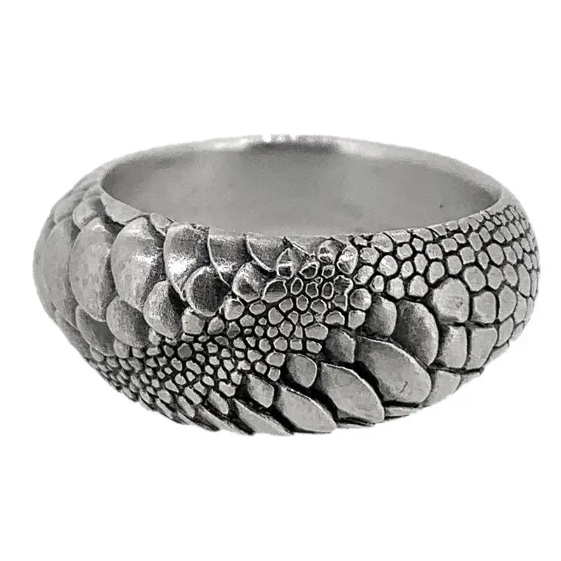 Vintage Silver Color Infinity Snake Scales Open Ring for Men Women Cocktail Party Wedding Ring Punk Cool Dragon Ring Jewelry