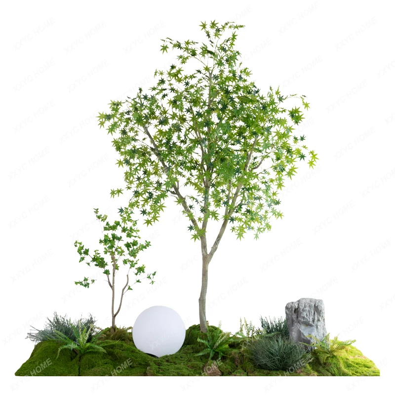 Indoor Simulation Green Plant Landscape Bionic Maple Tree Simulated Plants Shopping Mall Large Floor Landscape Home