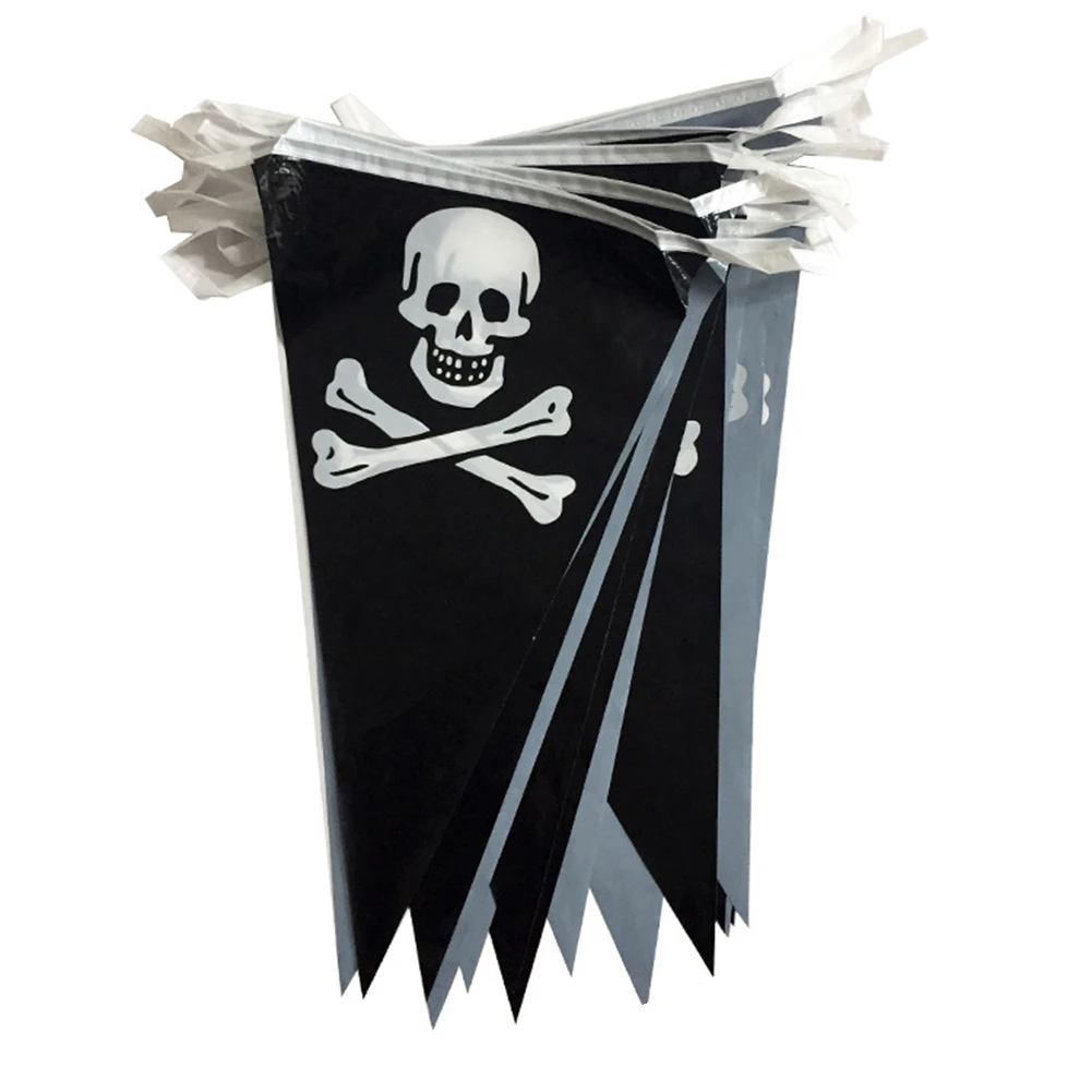 Halloween Party Flags Halloween Pirate Banners Halloween Party Spooky Atmosphere Thrilling Party Decor Vibrant Skull Design