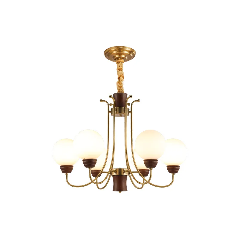 

French medieval living room chandelier, dining room lamp American retro Nanyang solid wood