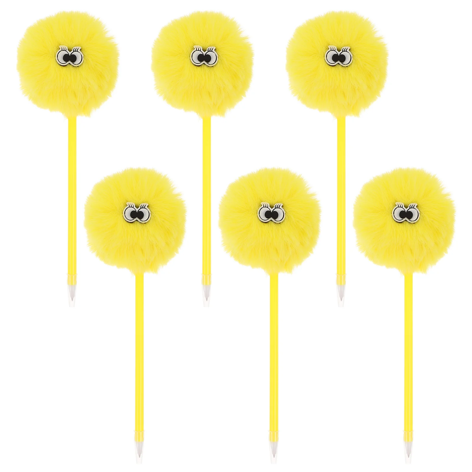 

6Pcs Black Ballpoint Pen Cute Pom Pom Topper Smooth Writing Student Signature Pens Adorable Pompom Pens for