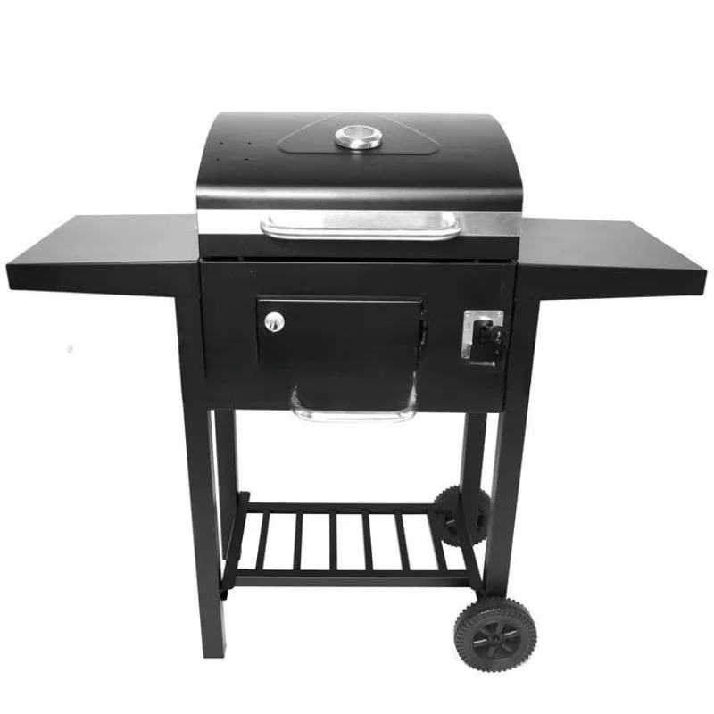

Household outdoor courtyard bbq grill liftable double-sided trolley