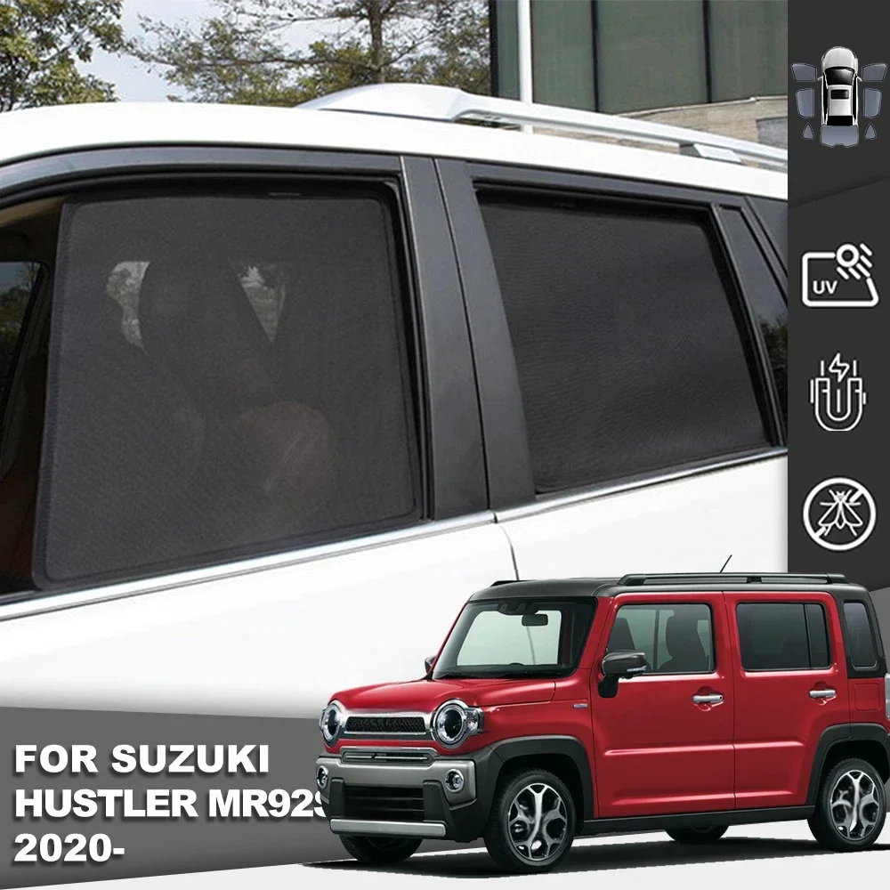 Magnetic Car Sunshade For Suzuki Hustler MK2 2020-2024 Front Windshield Curtain Cover Rear Side Baby Window Mesh Sun Shade Visor