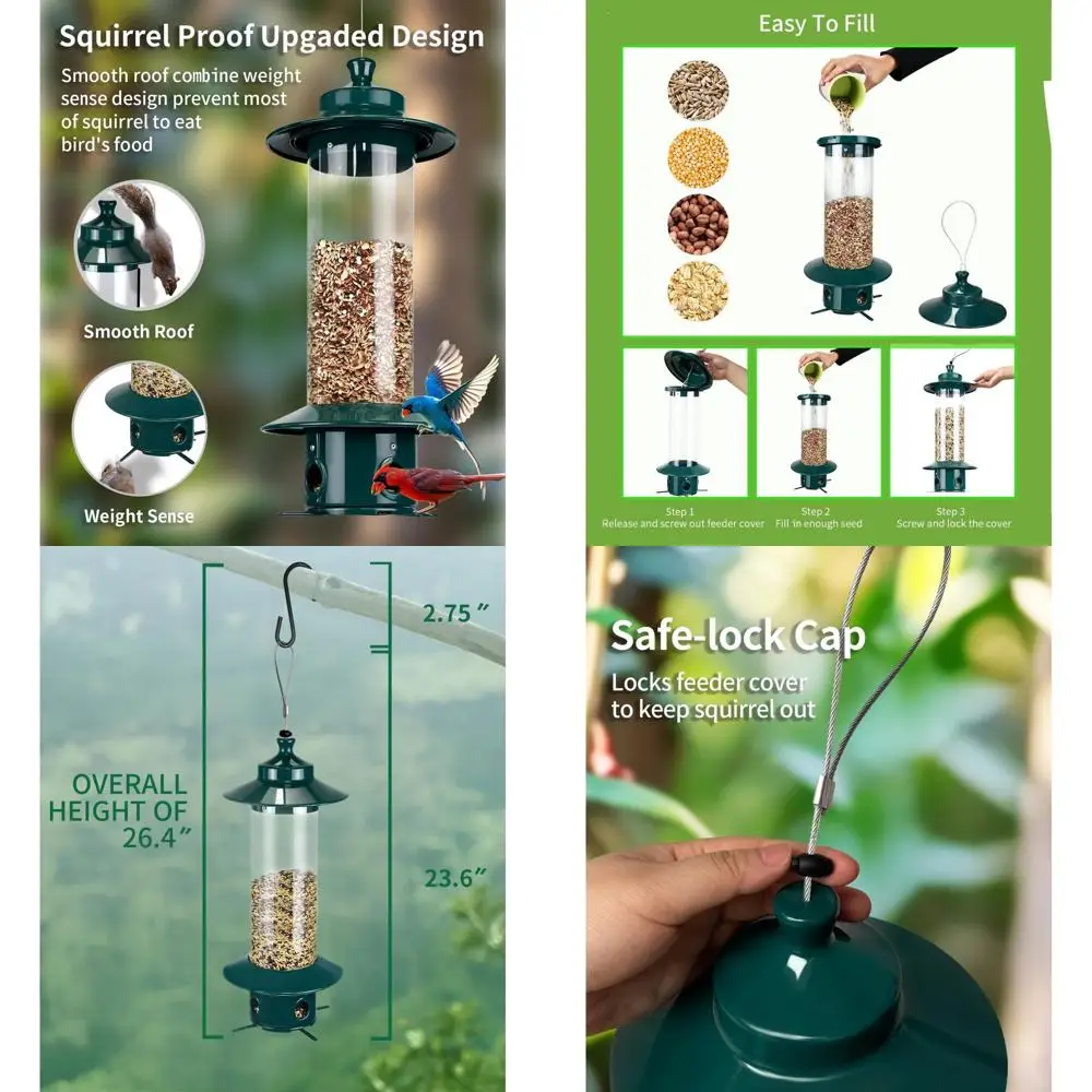 

Bird Feeder for Outdoors: Squirrel Proof Bird Feeders, Gravity Sense Squirrel Proof Wild Bird Feeders for Finch Cardinal Chickad