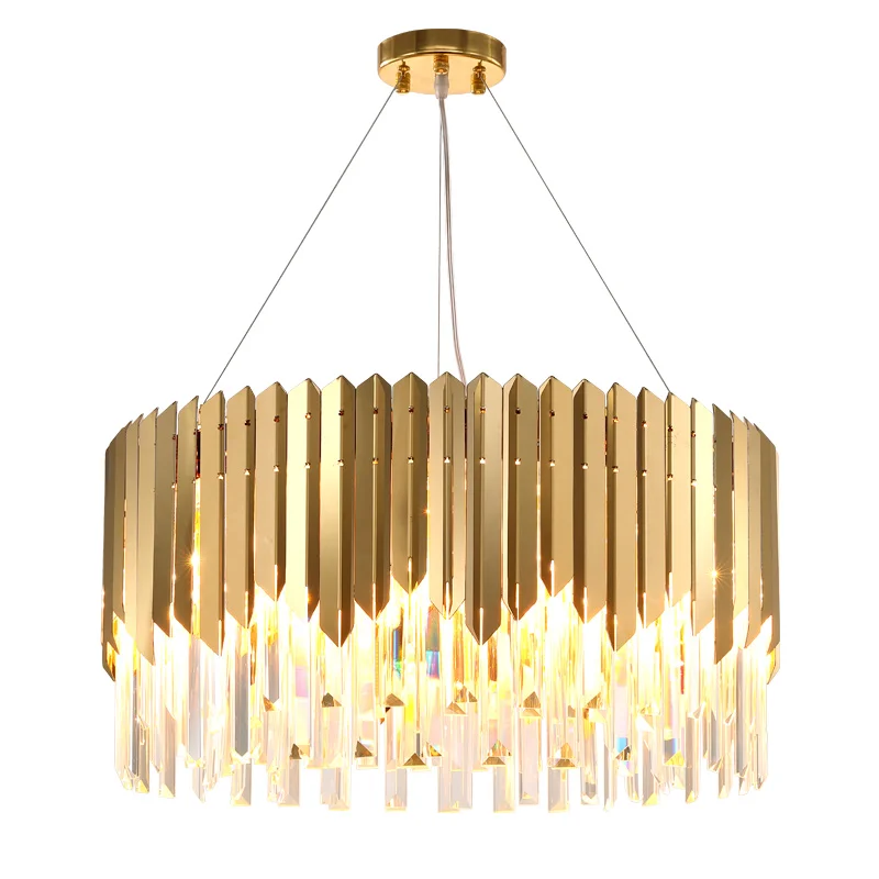 Imagem -04 - Lustre de Ouro em para Sala de Estar Simples Lustre de Sala de Jantar Luz Pós-moderna Quarto Luxuoso k9 Crystal Light Redondo Aço Inoxidável