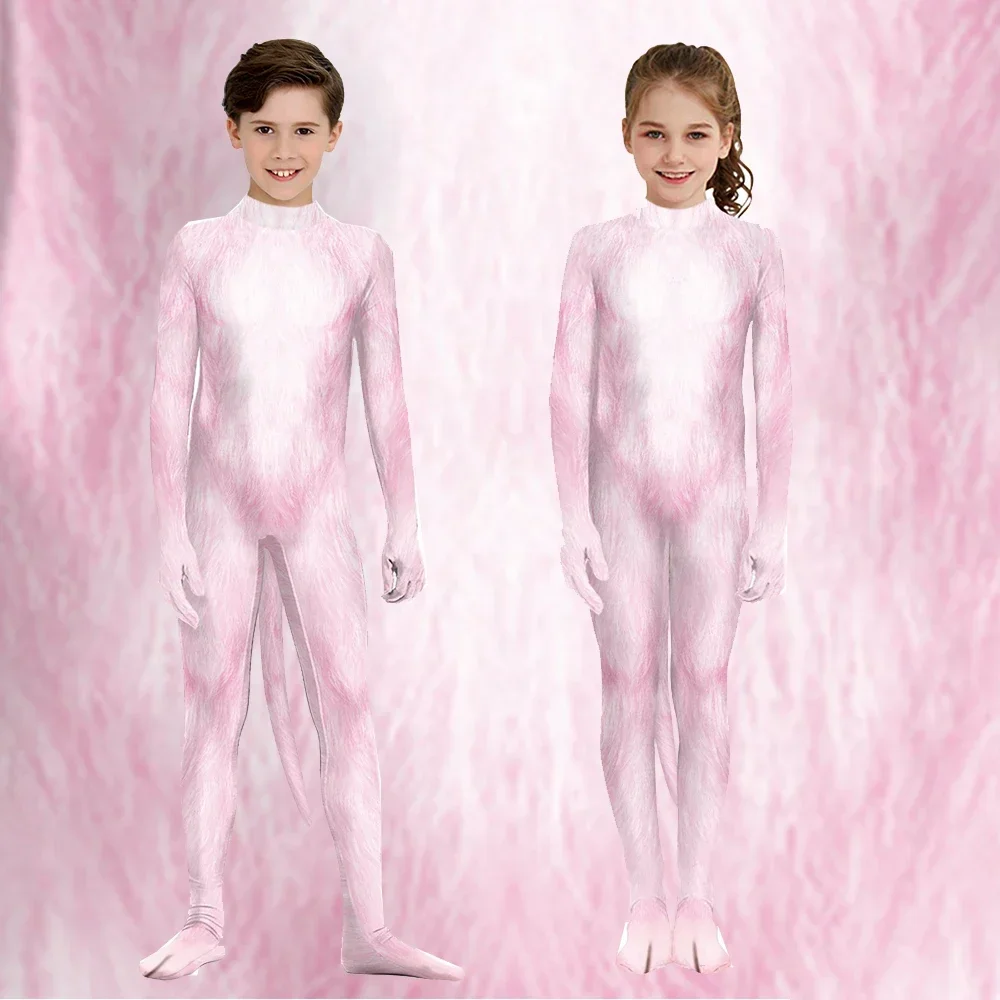 Carnival Children Pink Cute Animal Print Cosplay Costume Boys Girls Jumpsuit Funny Long Sleeve Holiday Party Bodysuit Clothes