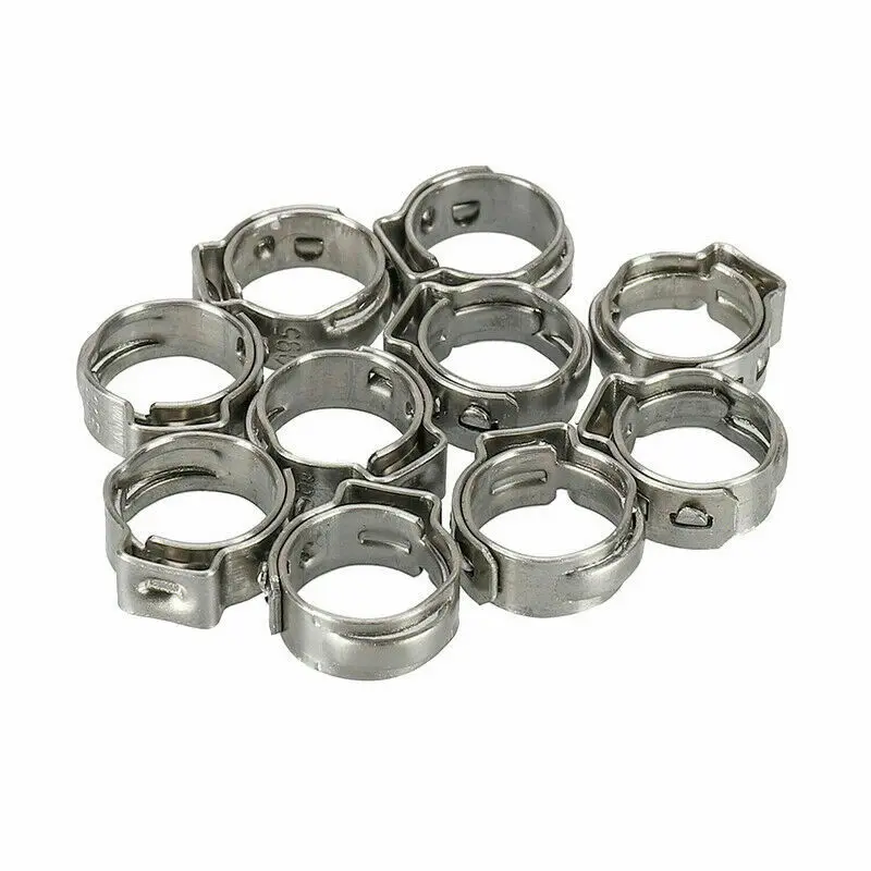 

25pcs Hose Clamps Single Ear Stepless 5.8-23.5mm 304 Stainless Steel Hose Clamps Cinch Clamp Rings for Sealing Kinds of Hose